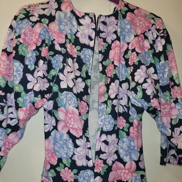 Vntg Womens 1980s Floral Print USA Made Britland 3/4 Sleeve Dress Size 9 - Picture 9 of 11